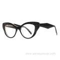 Cat Eye Rhinestone Acetate Optical Frame Glasses